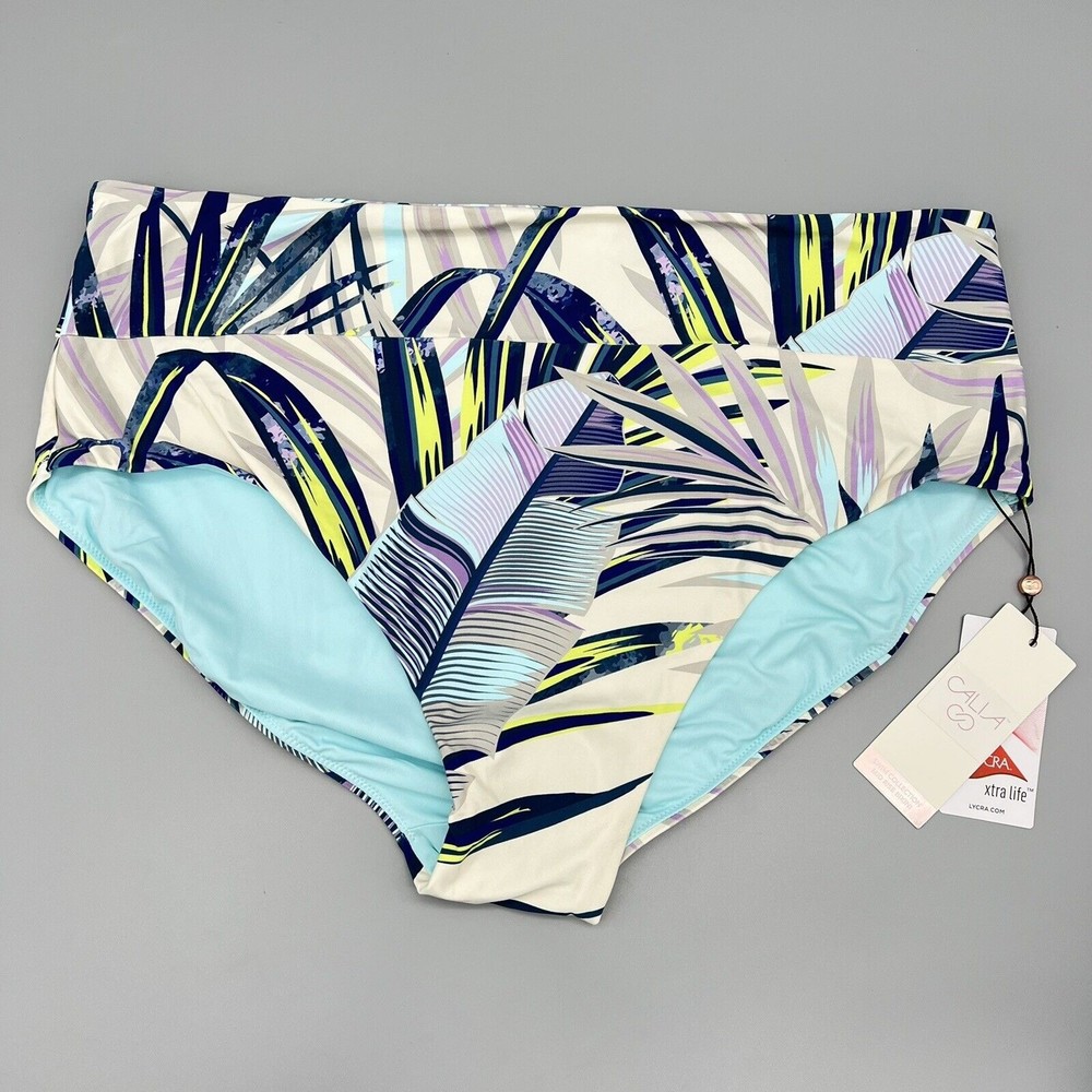 Calia Paradise Palm Wide Band Swim Bottom Size 1X Full Coverage Plus Size NWT